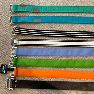 Polo Ralph Lauren men’s ribbon belts. One is leather, 5 ribbon, and 2 others